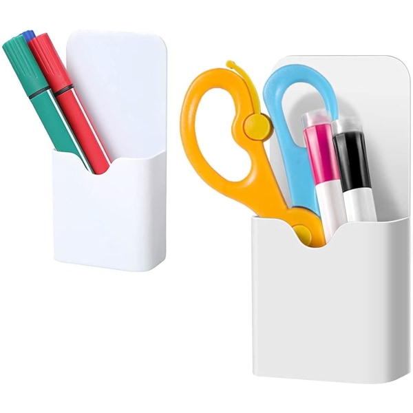 2-delad magnetisk pennhållare magnetisk markörhållare, burk pennhållare magnetisk pennhållare organizer hushållskontorsmaterial kylskåp whiteboar