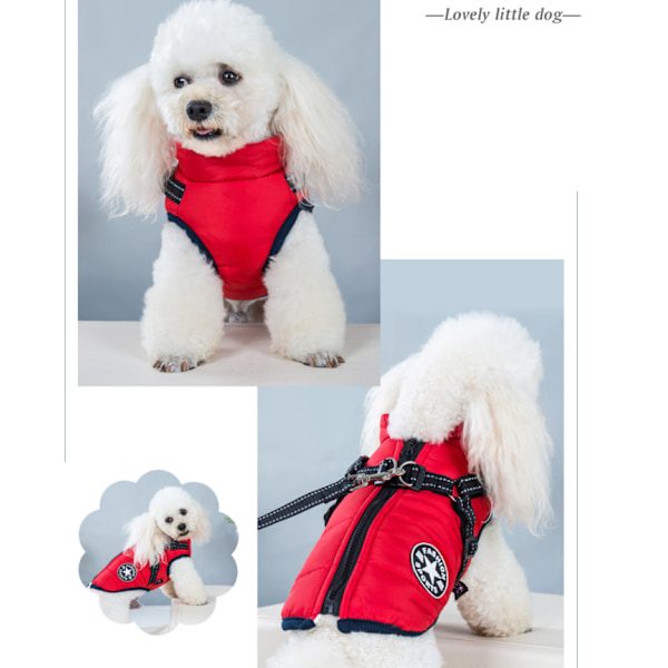 Vintertæt Varmt Hundetøj med Sele, Vandafvisende Hundejakke til Små, Mellemstore og Store Hunde, til Labrador Chihuahua Fransk Bulldog (XL)