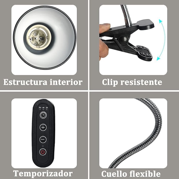 Reptillampe Skilpaddelampe Skilpadde Varmelampe Med Timer 360° Rotasjon Uvb Lys For Skilpadder Blinde Slanger Osv.
