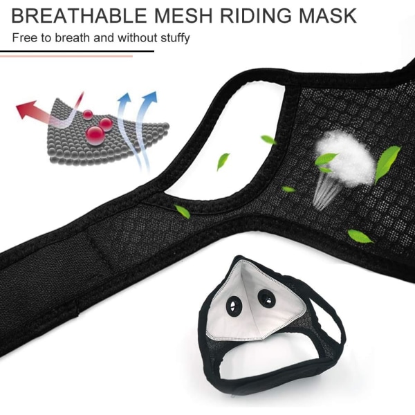 4 Sportdammmasker + 12 Aktivkolfilter, Återanvändbara Andningsbara Utomhusaktiviteter, Träbearbetning, Gräsmatta och Löpning, Cykling Svart