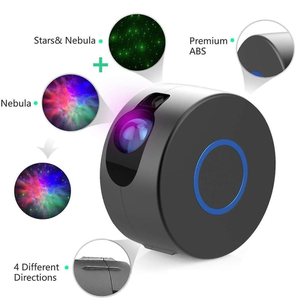 Ny Stjernehimmel Projeksjonslampe Fargerik 3D Visjon Led Laser Nebula Lampe Led Projeksjonslampe For Barn, Rom, Ferier, Bursdagsselskaper Grå Grey US Plug