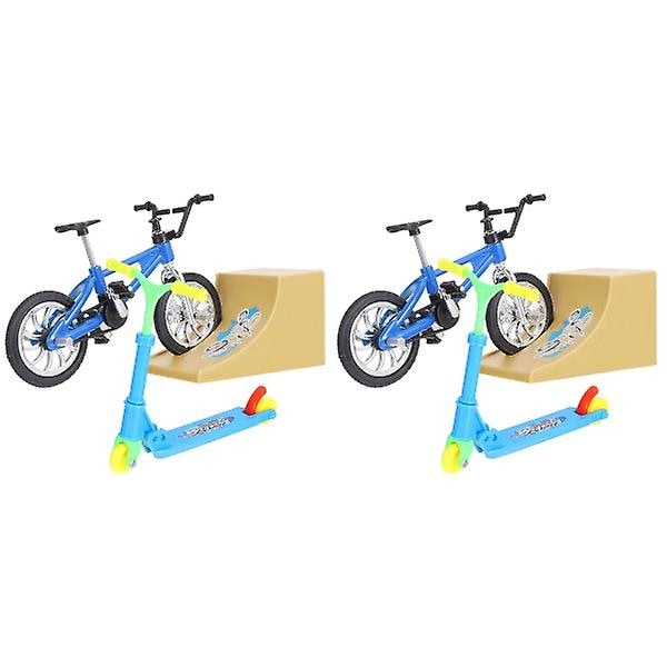 3 Set Mini Fingerleksaker Fingercykel Scooter Ramp Fingertoppssportleksaker Heminredning 2 Set 9,7X6,2X3,8C 2 Sets 9.7X6.2X3.8CM