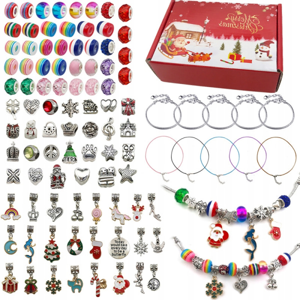 100 stykker julearmbånd gaveeske gjør-det-selv kreative barnesmykker nytt fargerikt krystallrødt elg-gavesett
