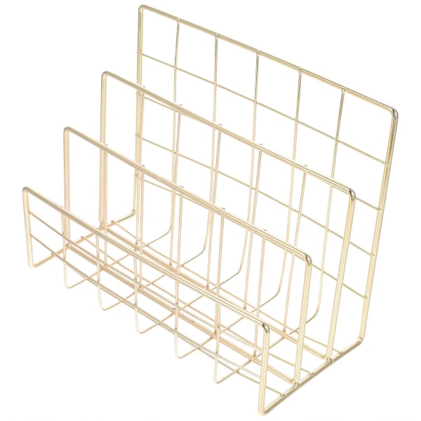 1 Stk Enkel Legering Fil Dokument Stativ Stativ Skrivebords Opbevaring Stativ Fil Holder (Lyseguld)Golden17.5 Golden 17.5X14X8.5CM