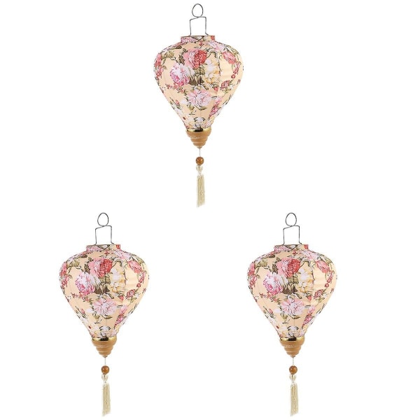 4 stk Blomstermønster Lanterne Vietnam Lanterne Mid-høst Silke Lanterner For Utendørs 3stk 53X19CM 3pcs 53X19CM