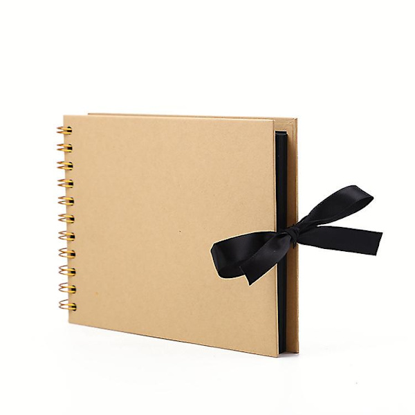 Valokuva-albumi askarteluun, itse tehty kansi, valokuvatasku, 30 sivua, silkkirusettinauha, askartelupaperialbumi, vieraskirja (1 kpl) Khaki Khaki