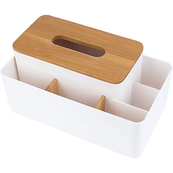 Multifunksjonell Oppbevaringsboks Bambus Skrivebord Organizer Avtakbar Vevboks Ansiktsvevholder, Skrivebord Oppbevaringsboks, Avtakbar Tre Skrivebord Organizer