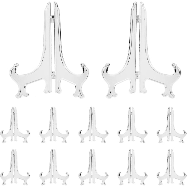Tum plasttallrik staffli staffli tallrikhållare för bilder hembröllopsdekoration, 12 stycken (klar)