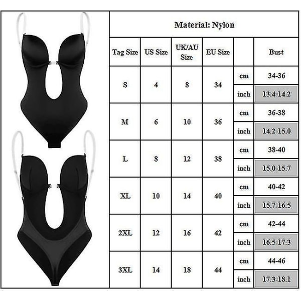 Body Shaper BH Korsett Usynlig BH Body Kjole Dame Body S
