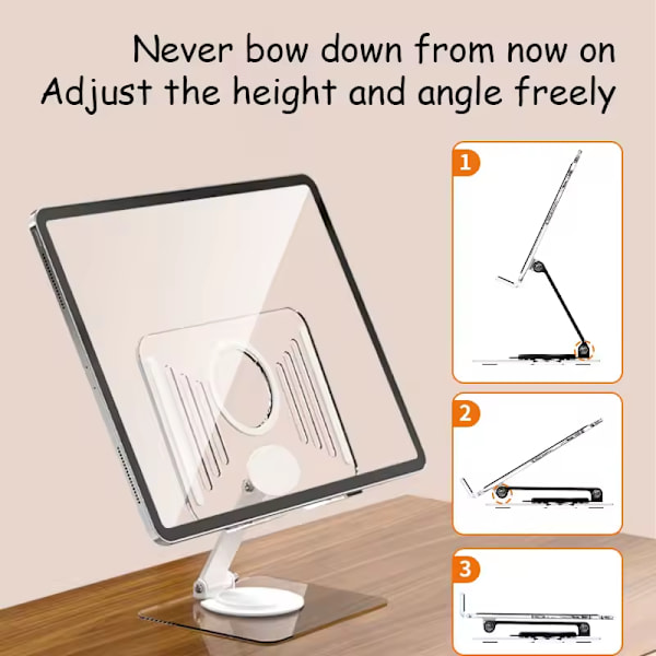Ny Design Akryl Tablettholder 360 Rotasjon Bærbar Telefonholder Sammenleggbar Justerbar Holder_xrzi White