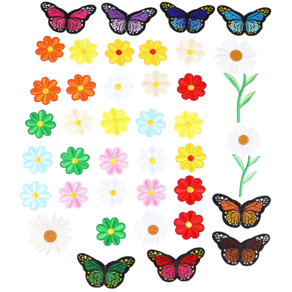 39st Daisy Broderi Patches Fjärilar Kläder Patch Plagg Tillbehör Assorterad färg6.4X12.7C Assorted Color 6.4X12.7CM