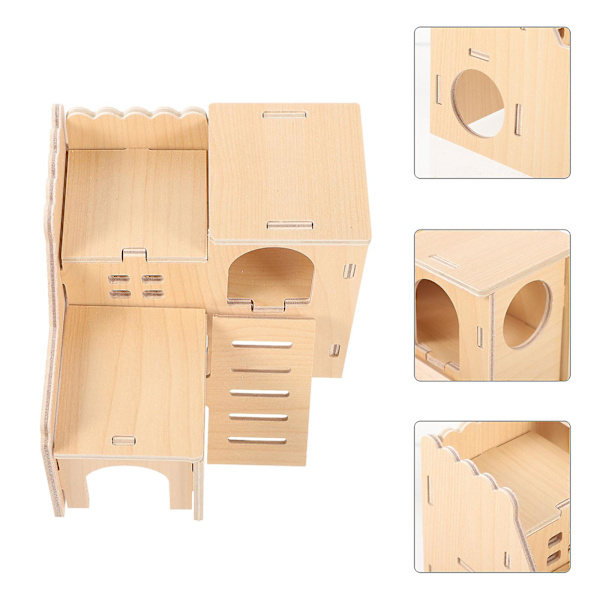 Multifunktionelt Hamsterhus Hamster Slot Dobbeltlags Rotteværelse Lille Dyrehule Bur Dekoration 15,5x14,5cm 15.5x14.5cm