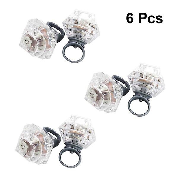 6 stk Simulerte Diamant Finger Ringer LED Lysende Ringer Blinkende Leke Partygaver 3,5X4,4cm 3.5X4.4cm