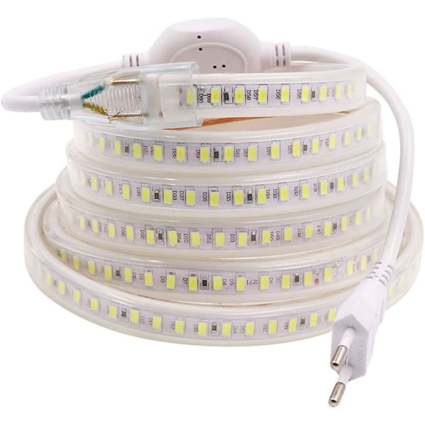LED-remsa, LED-list, LED-pannband, LED-listlampa 220V AC 2835 IP68 Vattentät 144LED/m 900lm, LED-listlampa Pannbandslampa (Kallvit, 8m)