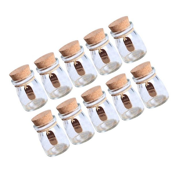 10 stk. 100 ml Glasburke med Korklåg DIY Ønskeflaske Bryllupsgaver Apotekerburke Honningkrukke Bo 5.5X5.5cm