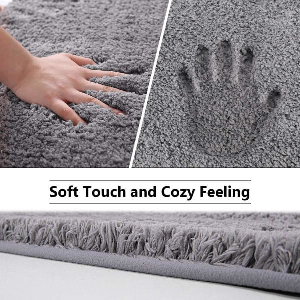 Absorbent Non-Slip Bath Mat, Plush Bedroom Rug, Machine Washable, Dark Gray, 60*110cm