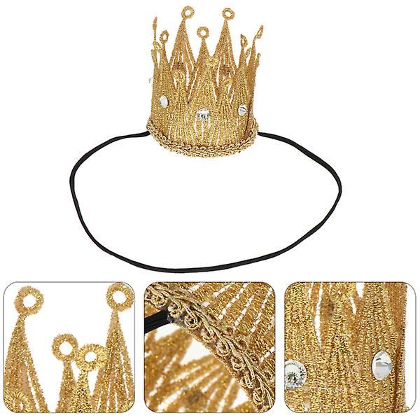 Lasten vauvan hiuslisäosa Tytöt Kolmiulotteinen pitsi kruunu hiusnauha Kulta 7x7x6cm Golden 7x7x6cm