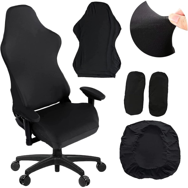 Set med 4 spelstolsöverdrag med armstöd/stol Rygg/kontorsstol, cover för datorstol, racingstol, kontorsstol, spelstol, stol nr