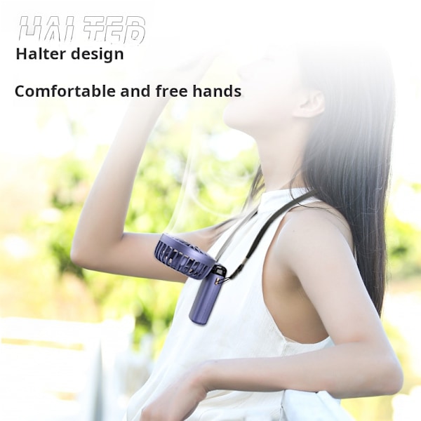 Ny USB håndholdt vifte mini bærbar stasjonær sammenleggbar liten vifte nakke digital skjerm aromaterapi liten elektrisk vifte_xrzi Blue-1200mAh Color Box