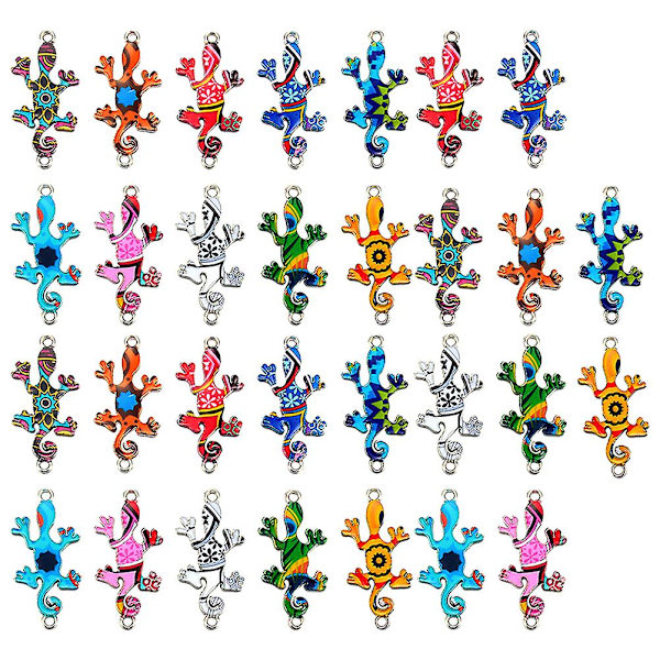 30 stk. Gecko Charms Mini Charms Dyr Charm Til Armbånd Ørestikker Halskæde Fremstilling Assorteret Farve Assorted Color
