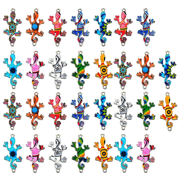 30st Gecko Berlocker Mini Berlocker Djurberlock för Armband Örhänge Halsband TillverkningSorterad färg Assorted Color