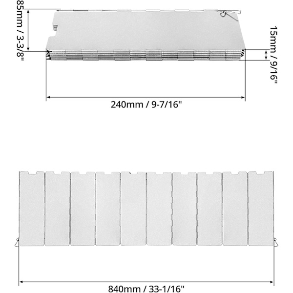 Vindskjerm for campingkomfyr, lett sammenleggbar aluminiums vindskjerm for grilling, piknik, fotturer, utendørs campingutstyr (1 sett (10 stk))