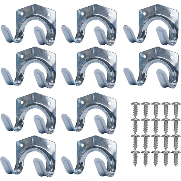 Metallförvaringskrokar, Plåtverktygsställ, Väggmonterat Stål Dubbel U Väggträdgårdsverktygsställ För Garage, Skjul, Lager, Gård, Bänkar (förpackning med 10
