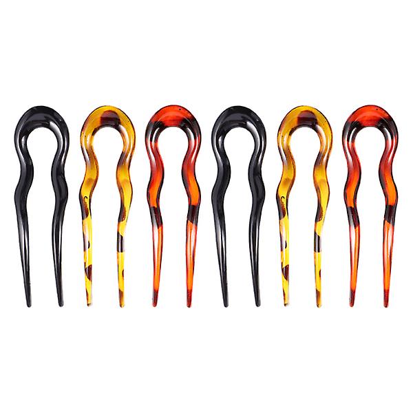 6 stk. Hårpind U-Formet Bobby Pins Hårklemmer Hårtilbehør Hårspænder Assorteret Farve 1 Assorted Color 13.2x3.8cm