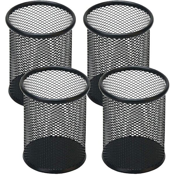 Penholder Mesh Blyantsholder Metal Blyantsholder Til Skrivebord Kontor Pen Organizer Sort, 2 Pak$pen Kopper, 2 Pak Sort Stål Mesh Skrivebord Pen Blyant H