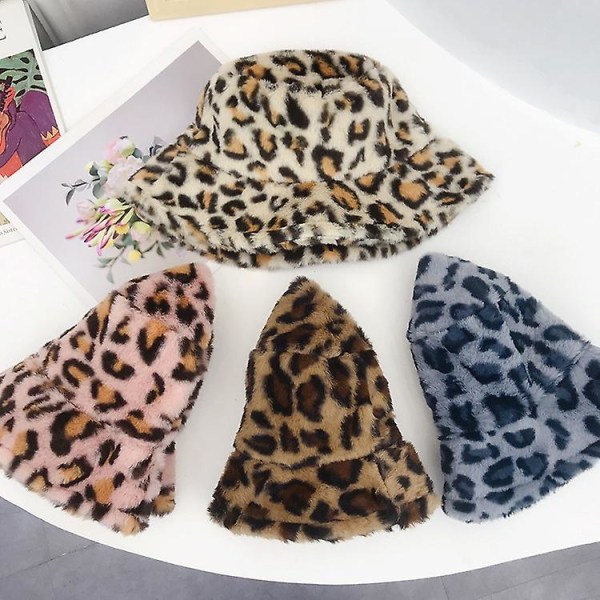 Reversibel bøttehatt for kvinner og menn, sammenleggbar leopard-gepardprint fiskerhatt solhatt bøttehatt for jente gutt blå blue