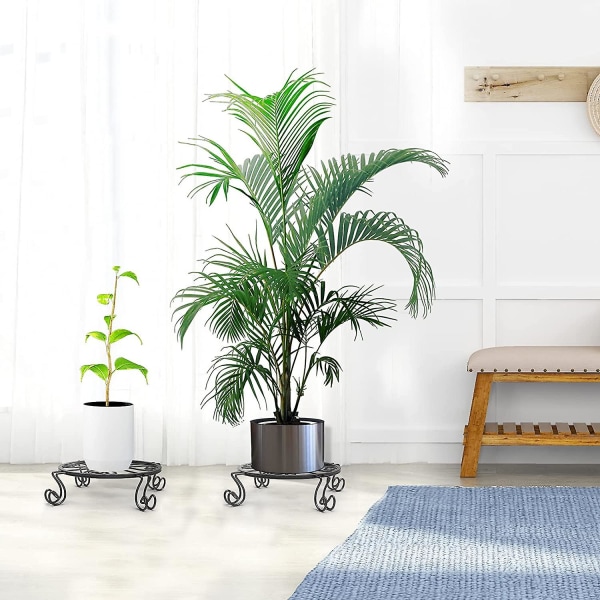 Plante Stativ, [3 stk] 9 Tommer Moderne Hjerteformet Plantepotteholder, Slitesterk Rustfri Potteplante Stativ, Innendørs & Utendørs Hage Stativ - Svart