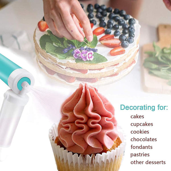 Manuell Airbrush med 4 Sprøyterør Kompatibel med Kjøkken DIY Baking Cupcakes