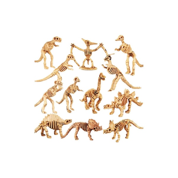 12 stk Mini Dinosaur Skjelettmodell Leke Simulering Arkeologisk Utgraving Dinosaur Skjelett Håndverk 8*5*2cm