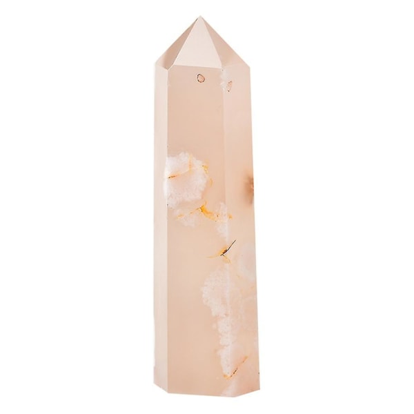 Naturlig kristall kvartspunkt läkande sten Körsbärsblomsagat hexagonala prismor Obelisk stavsten