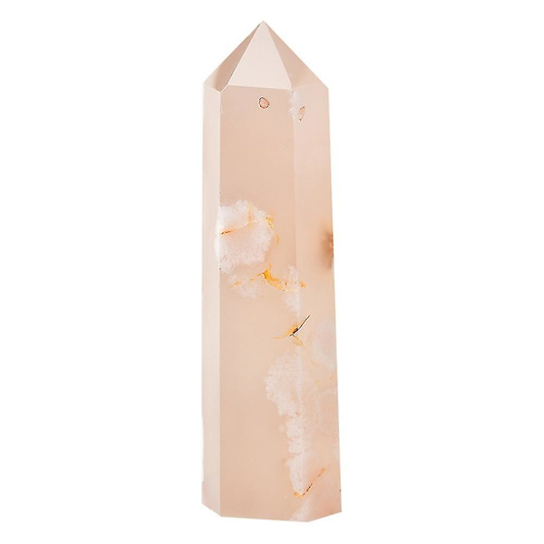Naturlig Kristallkvarts Spets Healing Sten Körsbärsblom Agat Hexagonala Prismor Obelisk Trollstav Sten