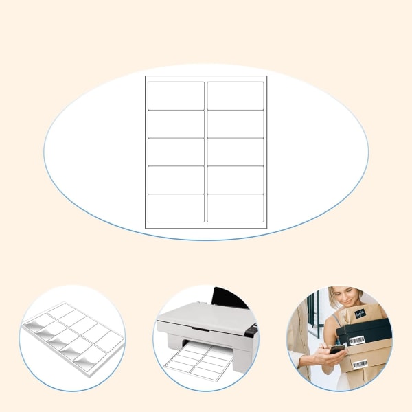 2" x 4" (800 etiketter) Leveringsadresseetiketter, utskrivbare hvite klistremerker, permanent lim (10 etiketter/ark, 80 ark)