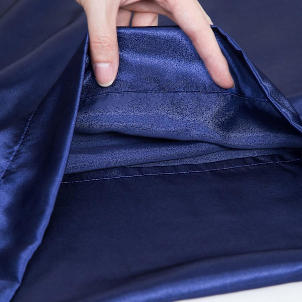 Satiini Tyynyliina Hiuksille Ja Iholle, 2-pakkauksessa - Normaalin Kokoinen Tynynliina - Satiini Tyynynpäällinen Kirjekuor Sulkemisella Tummansininen 20 x 29 Navy 20  x 29