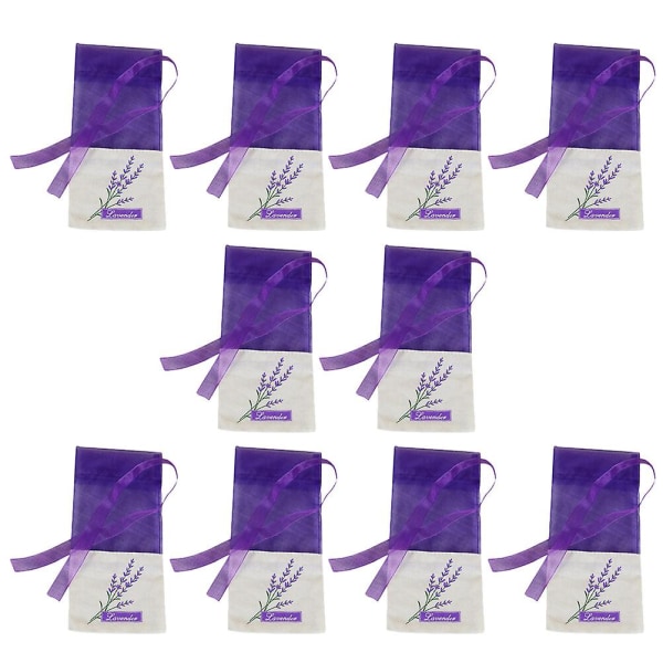 10 stk Blomstertrykte Lavendelposer Tomme Duftposer Sachetposer For Avslappingssøvn Dyp Purpur
