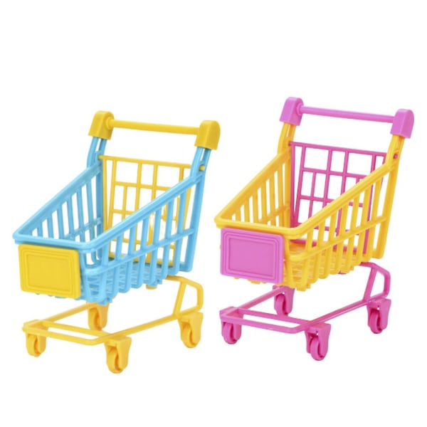 2 st Pvc Simuleringsvagn Mini Kundvagn Leksak Barnprylar Dockor Förvaringsställ för barn Småbarn som leker (slumpmässig färg)Slumpmässig färg11*11,5*8,5 cm Random color 11*11.5*8.5cm