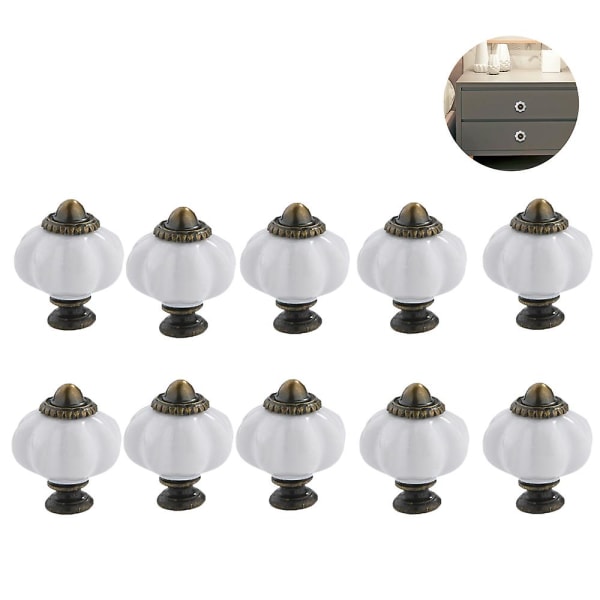 Akryl Pumpa Knoppar, Transparenta Skåpsknoppar Set Om 10 Vintage Dekorativa Handtag Drag för Dörrar, Garderob, Lådor, Byrå, Skåp, Köksmöbler Vit White