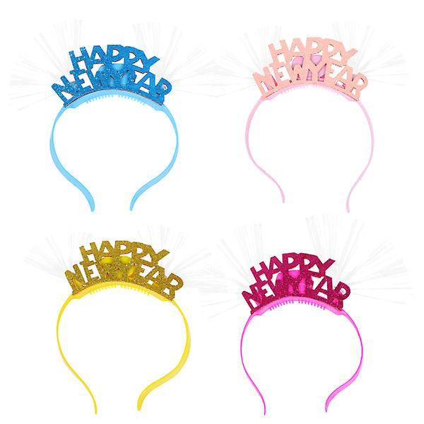 4 stk LED Hårtilbehør Skinnende Hårbånd Lys Nyttårs Hodebånd Opplyst Nyttårs Hodebånd Glød Assorted Color 24x22cm