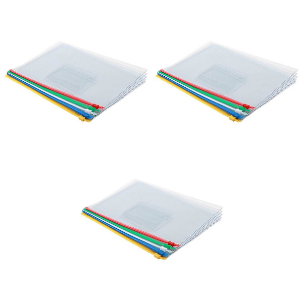 30 st Transparenta Zip-Mappor Färgade A4 Dokumentmappar Räkningar Förvaringspåse För Skola Kontor 30 pcs 32.5x24cm
