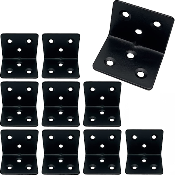 Hekkehjørnebeslag i rustfritt stål, vinkelbeslag, vinkelforbindelser, L-formet brakett - 10 stk 38x32x2mm 90 grader rett vinkel for feste av gjerde, bord, hylle, bla