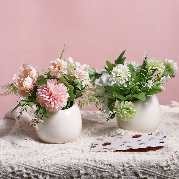 Set med 2 Keramiska Väggblomkrukor Utan Hål Vit
