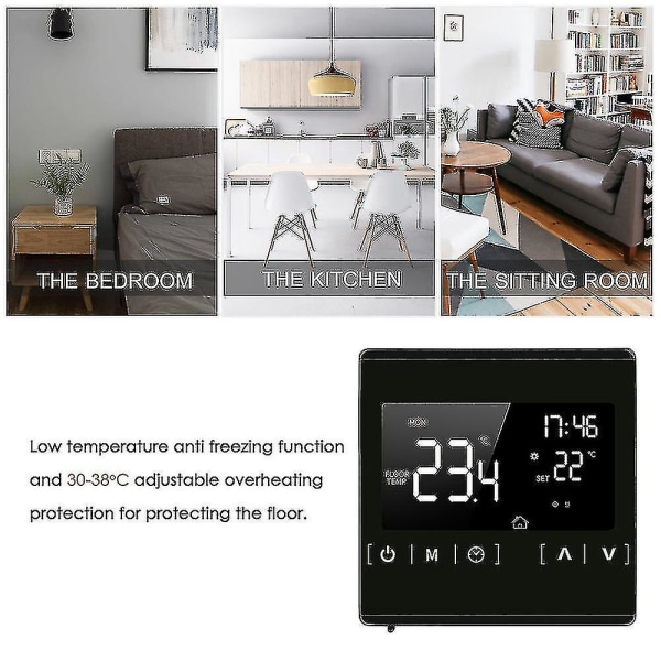 Smart LCD-berøringsskjerm-termostat for programmerbart elektrisk gulvvarmesystem for hjemmet Termoregulator (1 stk)