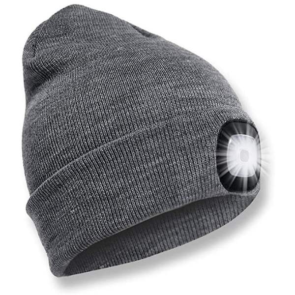 LED Beanie Hat med 3 Lysstyrke Niveauer Mænd Kvinder Lampe Hat USB Genopladelig Løbehat Vinter Varmer Hat
