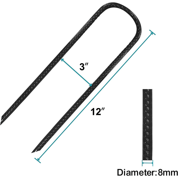 8 Pak Galvaniseret Stål Trampolin Plukke med T-krog (sort)