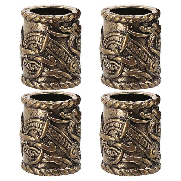 4 kpl Viikinkien Koruja Miesten Dreadlock-Hiusrenkaat Suuret Reiät Helmiä Punottu Hius Rannekkeet Leikkurit Muinaisen pronssi 1. Ancient bronze 1.8x1.5cm