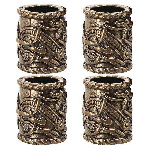 4 st nordiska smycken Män Dreadlocks Hårringar Stora Hål Pärlor Fläta Hårmanschettklämmor Gammal brons1. Ancient bronze 1.8x1.5cm