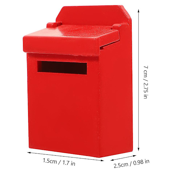 2 stk Mini Trepostkasse Figur Mini Hus Møbler Modell Dekorativ Miniatyr Brevkasse StatueRød Red 7X4.5CM